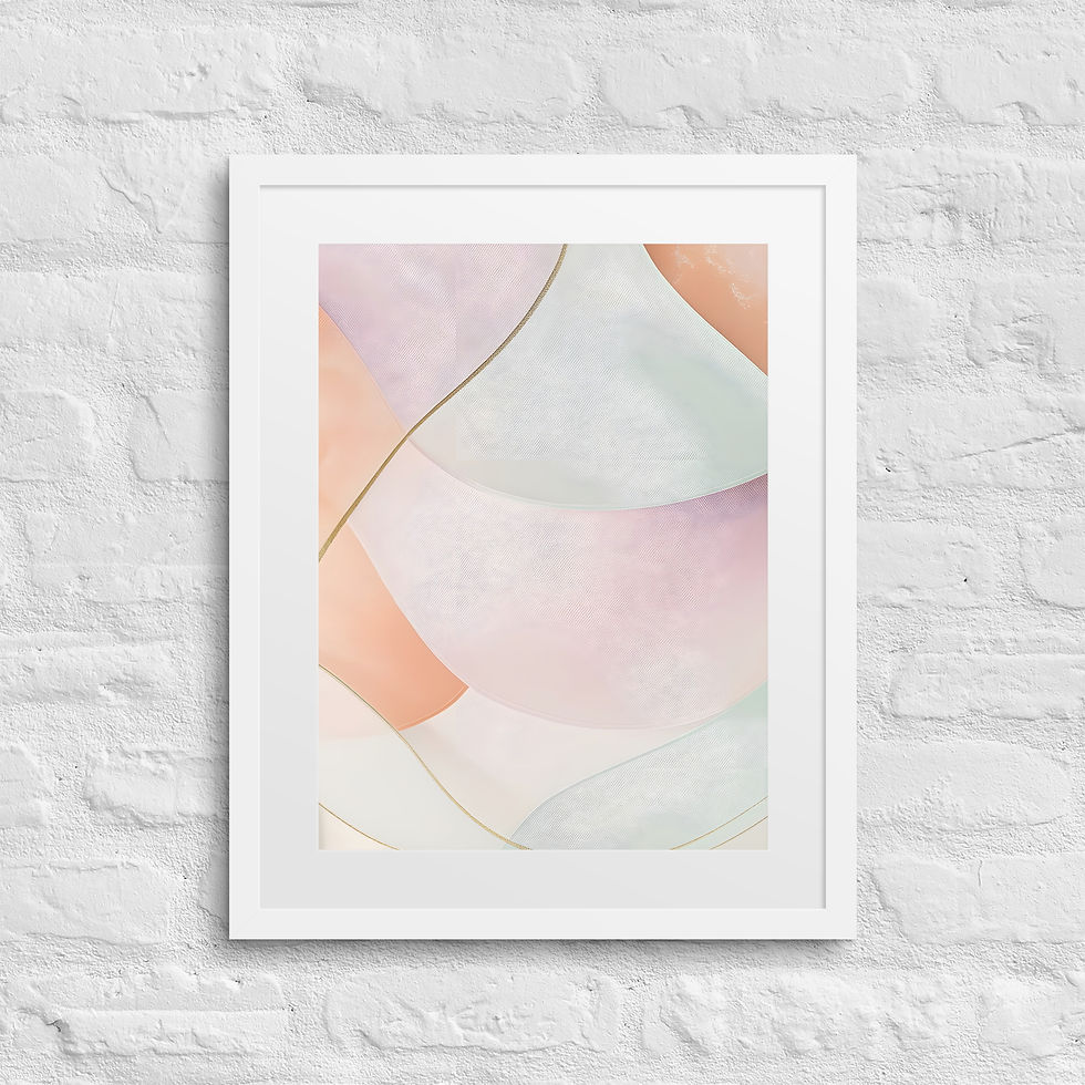 Thumbnail: Framed Vertical Abstract Art with Matte (2 of 3) – Pastel Design & Gold Accents