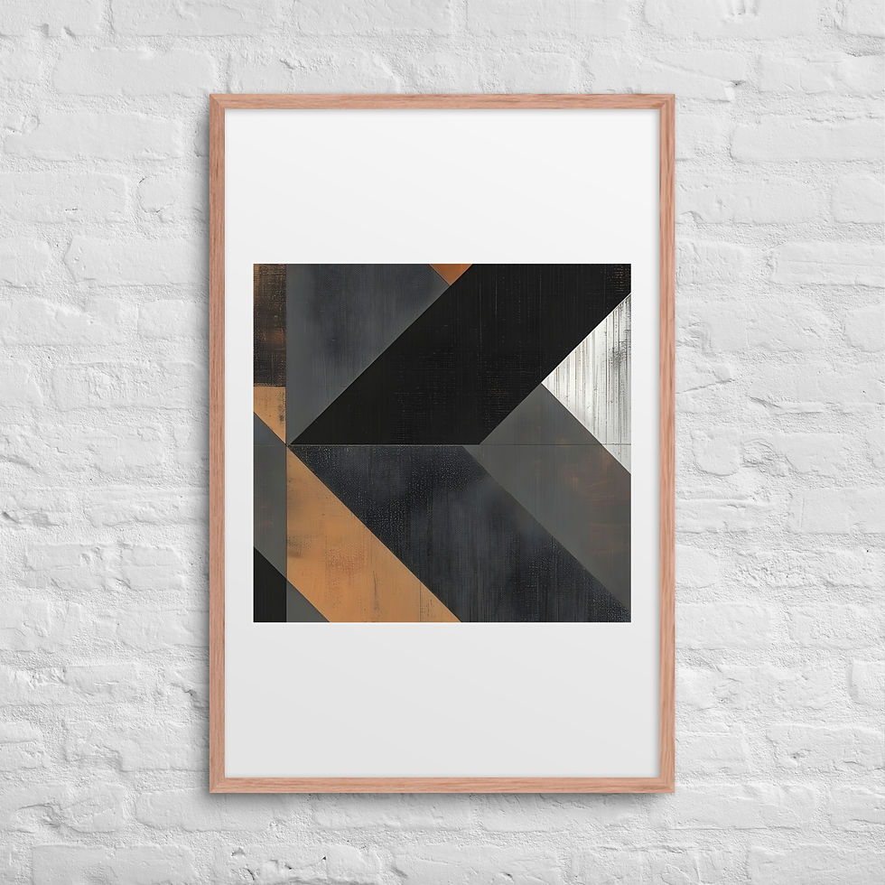 Thumbnail: Framed Vertical Abstract Art with Matte (2 of 3) – Industrial Geometric Design