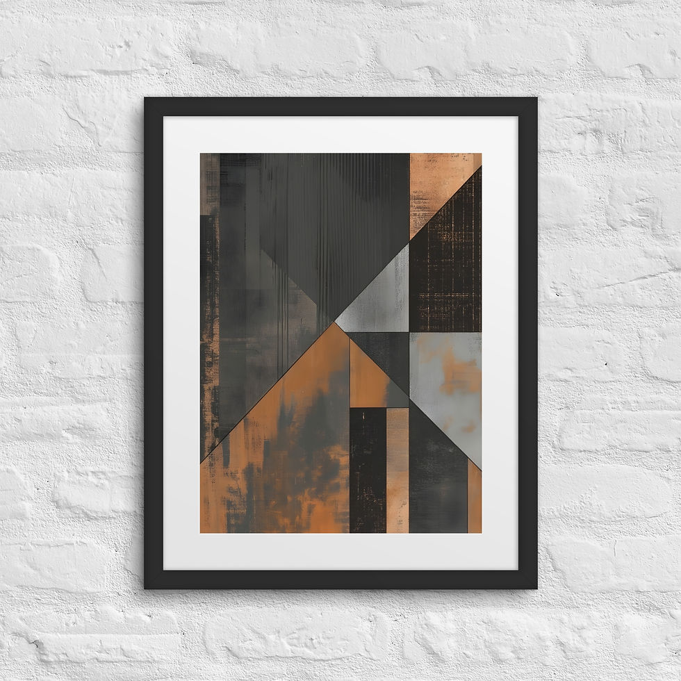 Thumbnail: Framed Vertical Abstract Art with Matte (1 of 3) – Industrial Geometric Design