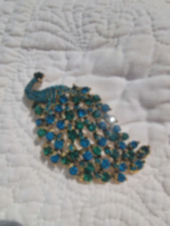 Proud Green Peacock Brooch