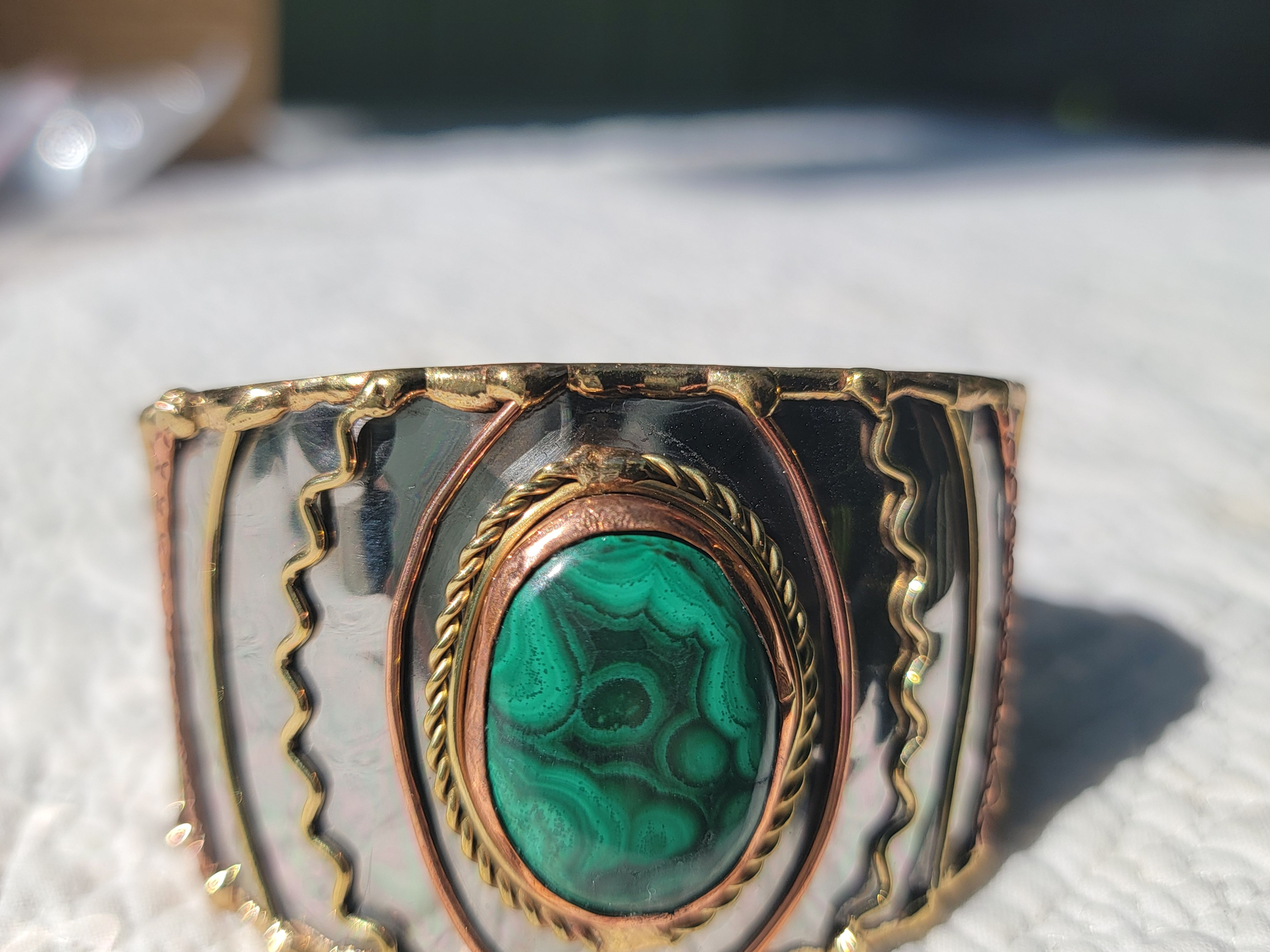 Mixed Metal and Malachite Bracelet