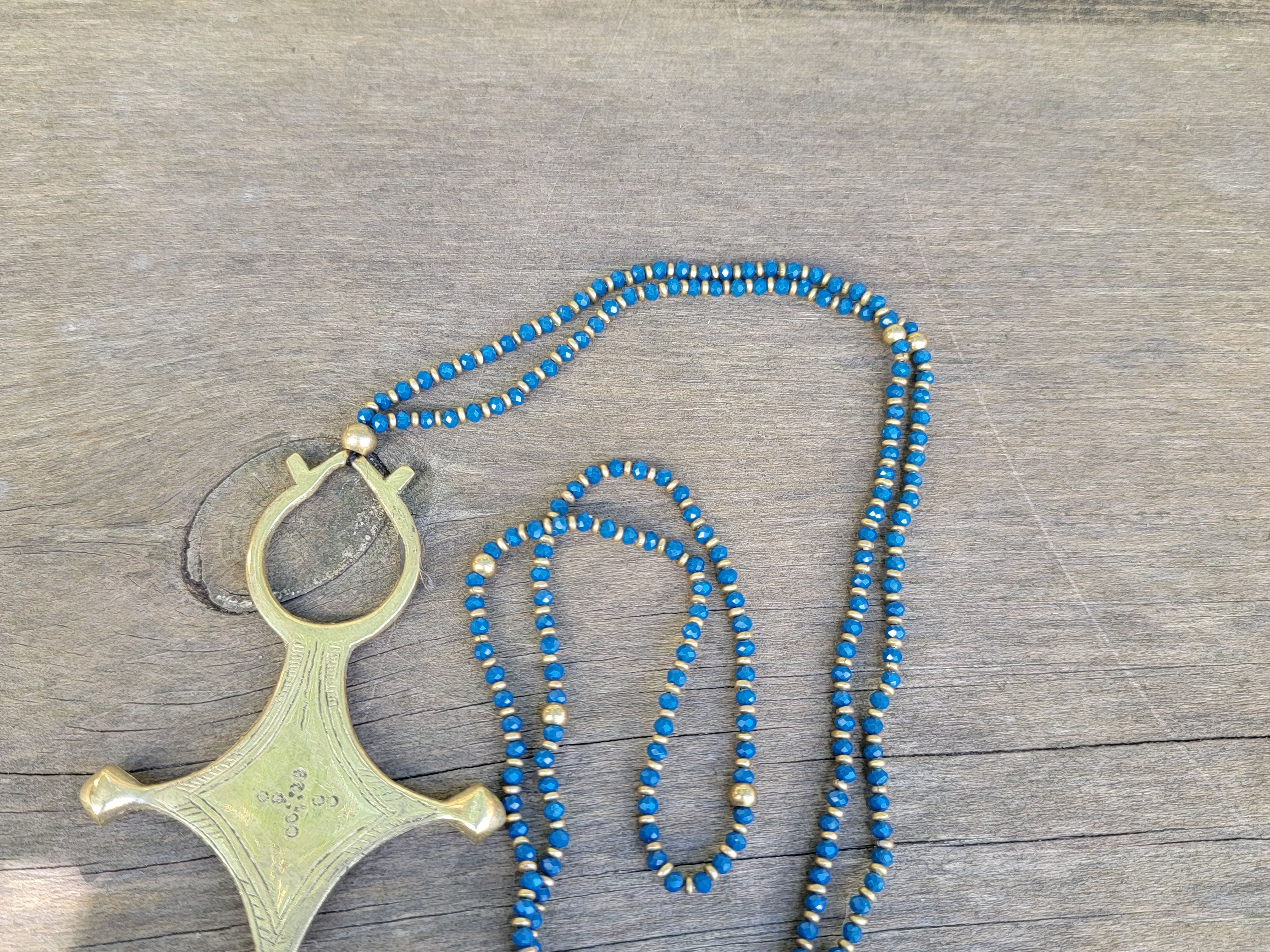 Tribal Brass Cross Pendant