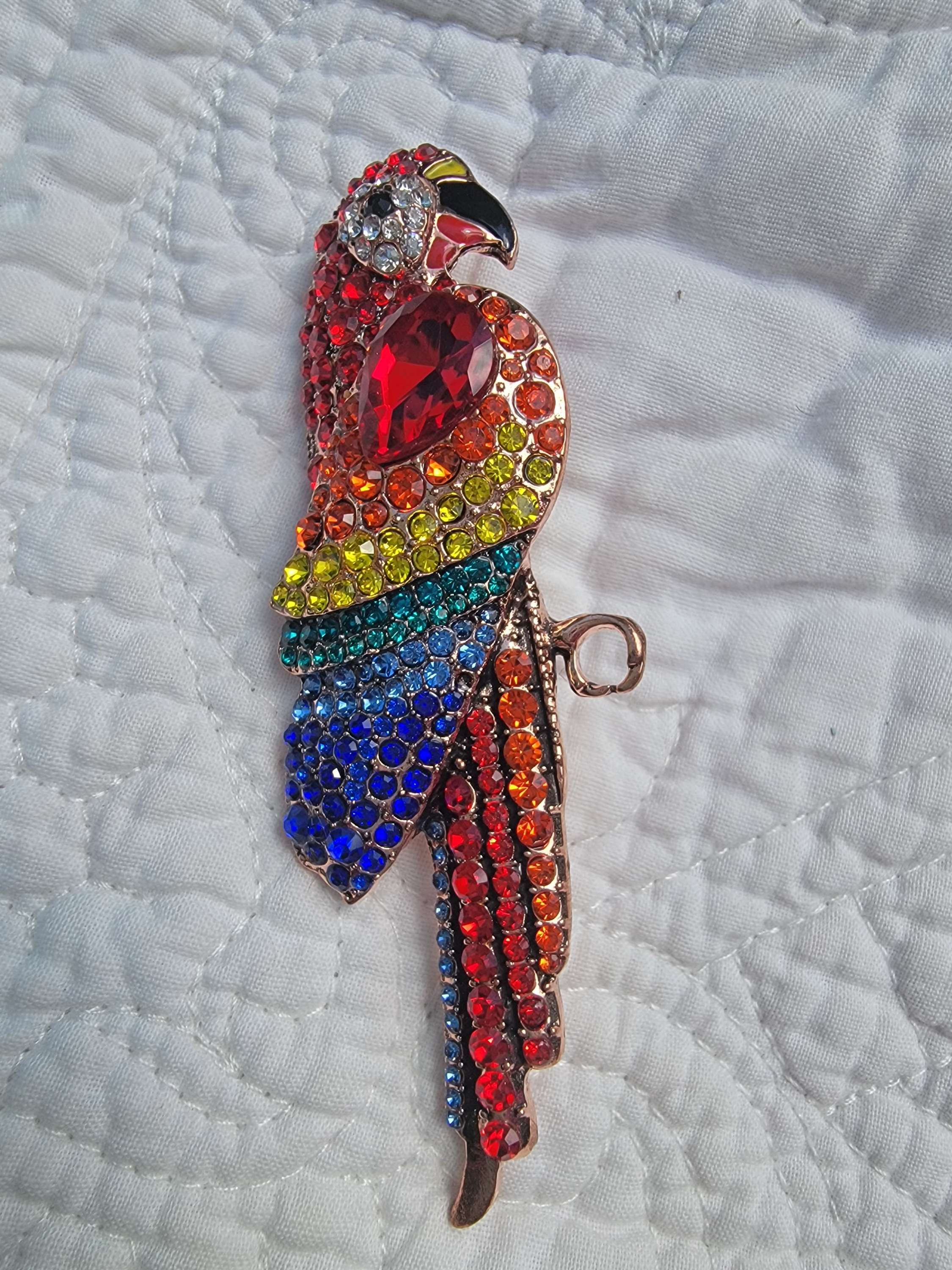 Red, Red Parrot Brooch