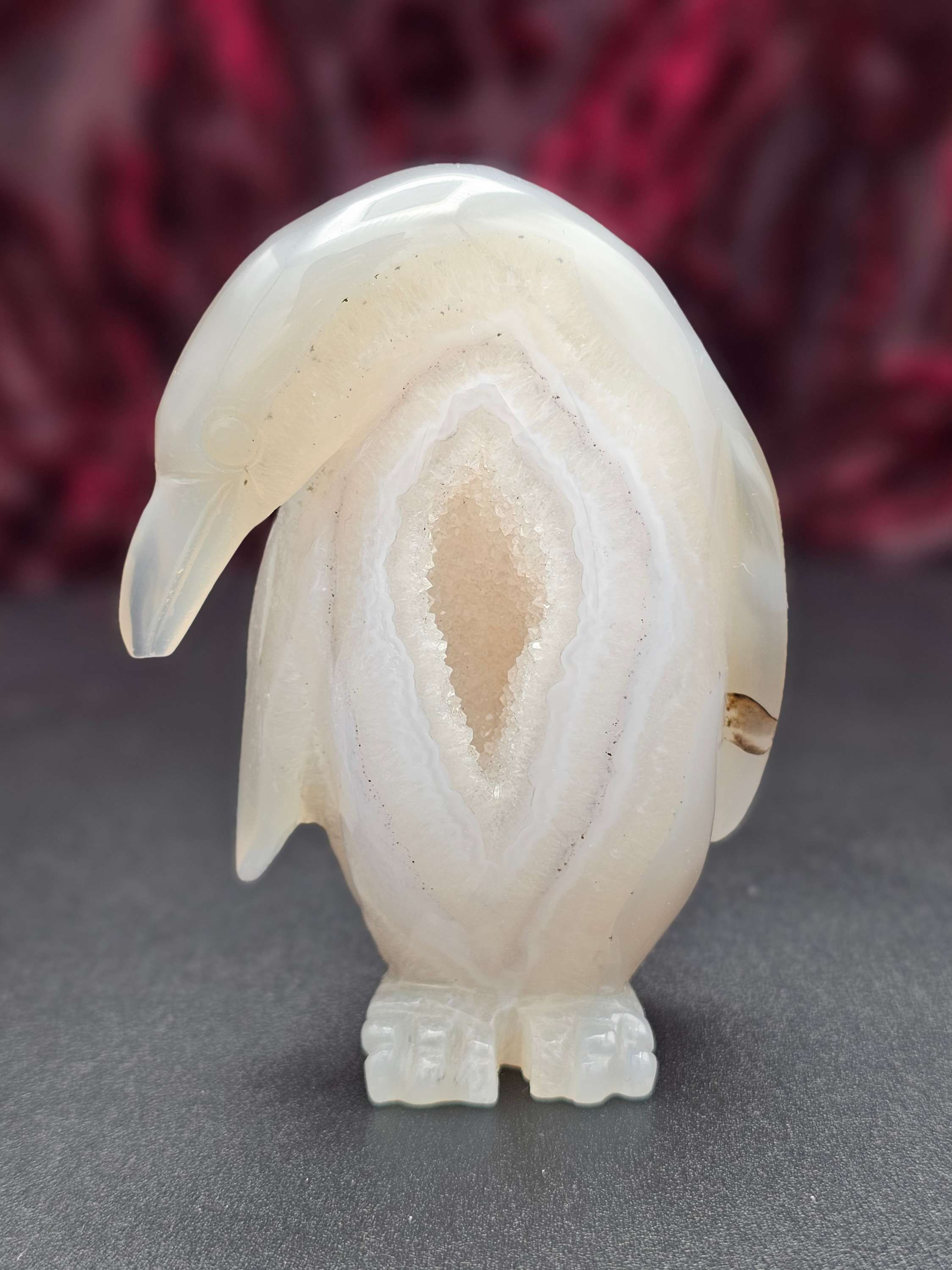 Druzy Agate Penguin Carving
