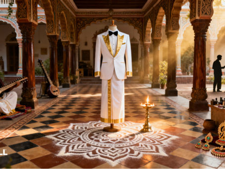 Veshti is the new tux in a traditional soth indian home