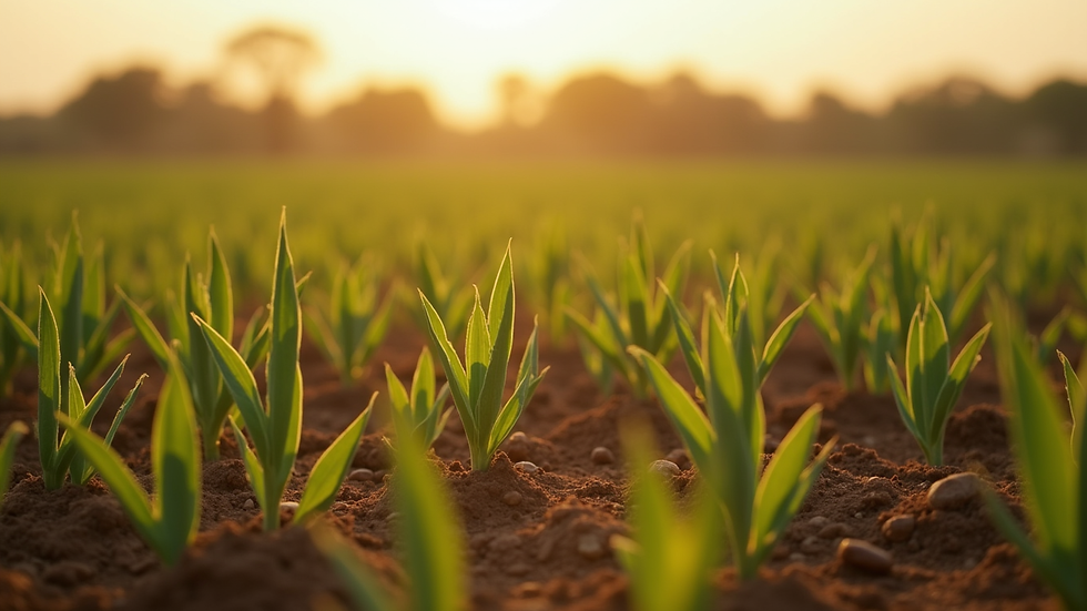 Close-up view of Angolan agricultural land with crops
