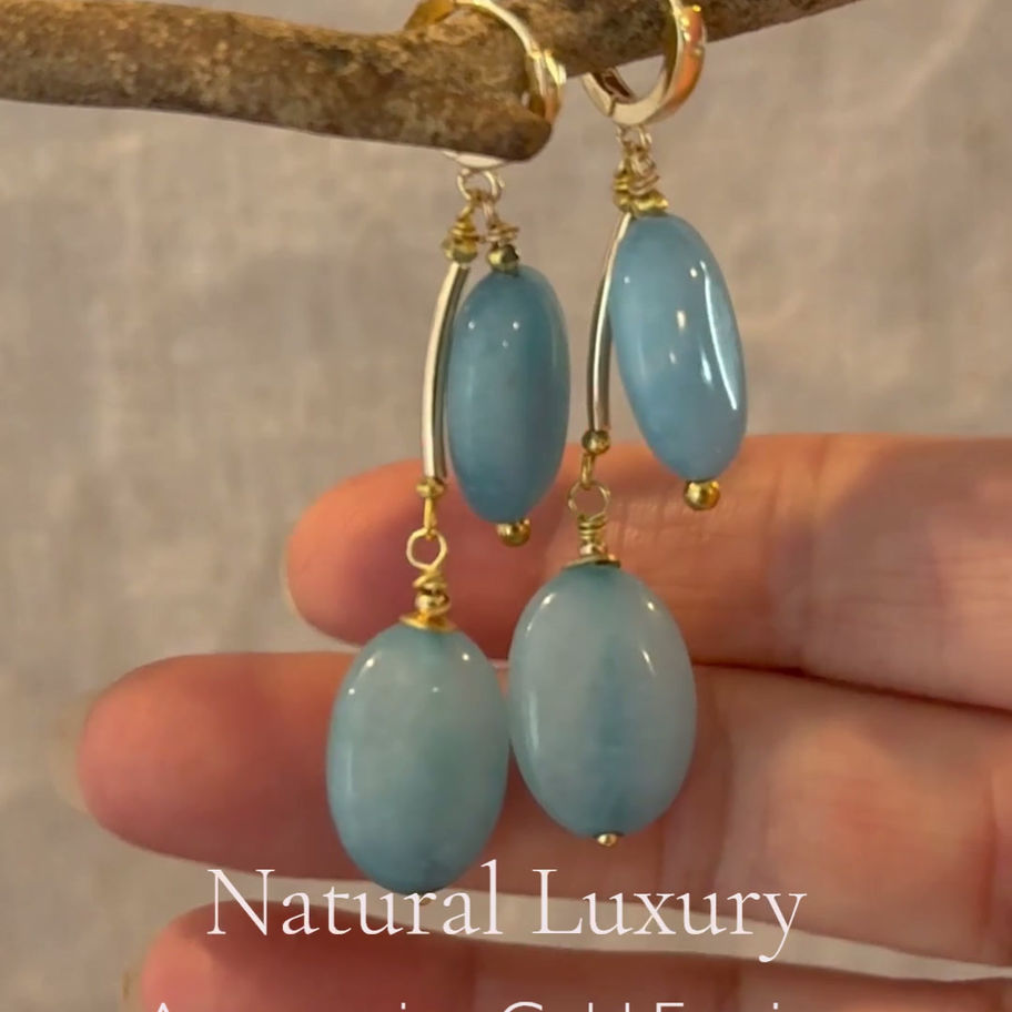 Aquamarine Gold Earrings Shadow Drops Video.