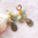 Labradorite & Chrysoprase Gold Cluster Earrings on shell for detail.