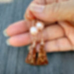 Maligano Confetti Jasper & Pearl Earring in Brick Red and Rose Gold