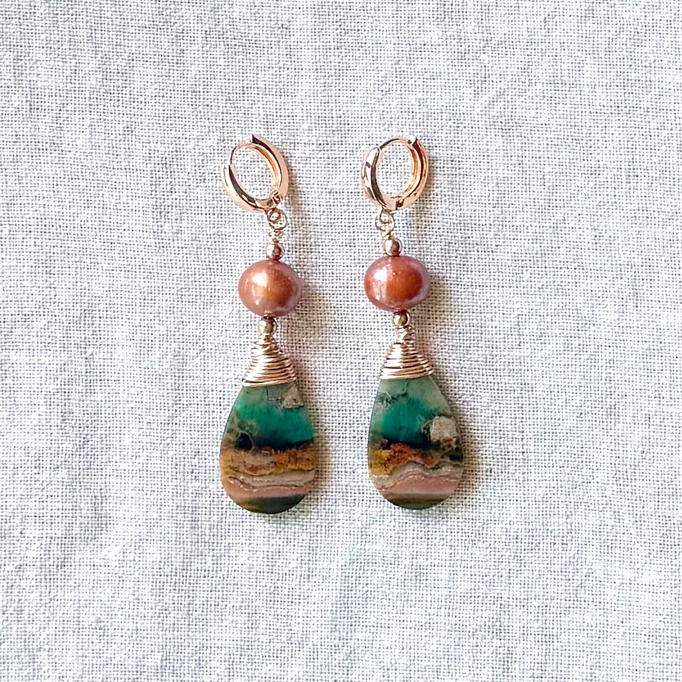 Maligano Scenic Jasper Pearl Earring detail shot.