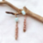 Blue Peruvian Opal Rose Quartz Earring on Branch.