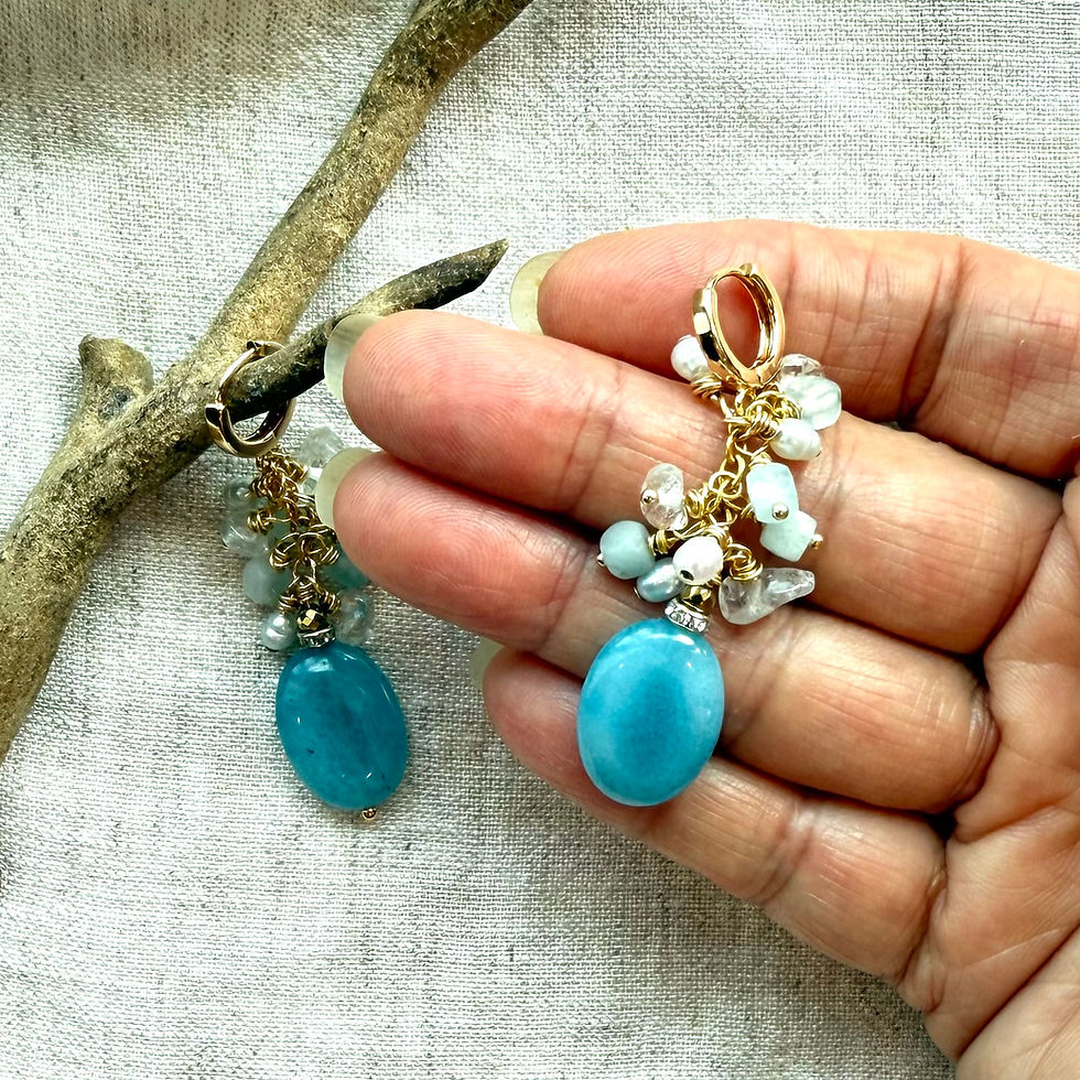 Aquamarine & Pearl Gold Earring | Cascade Dreams collection