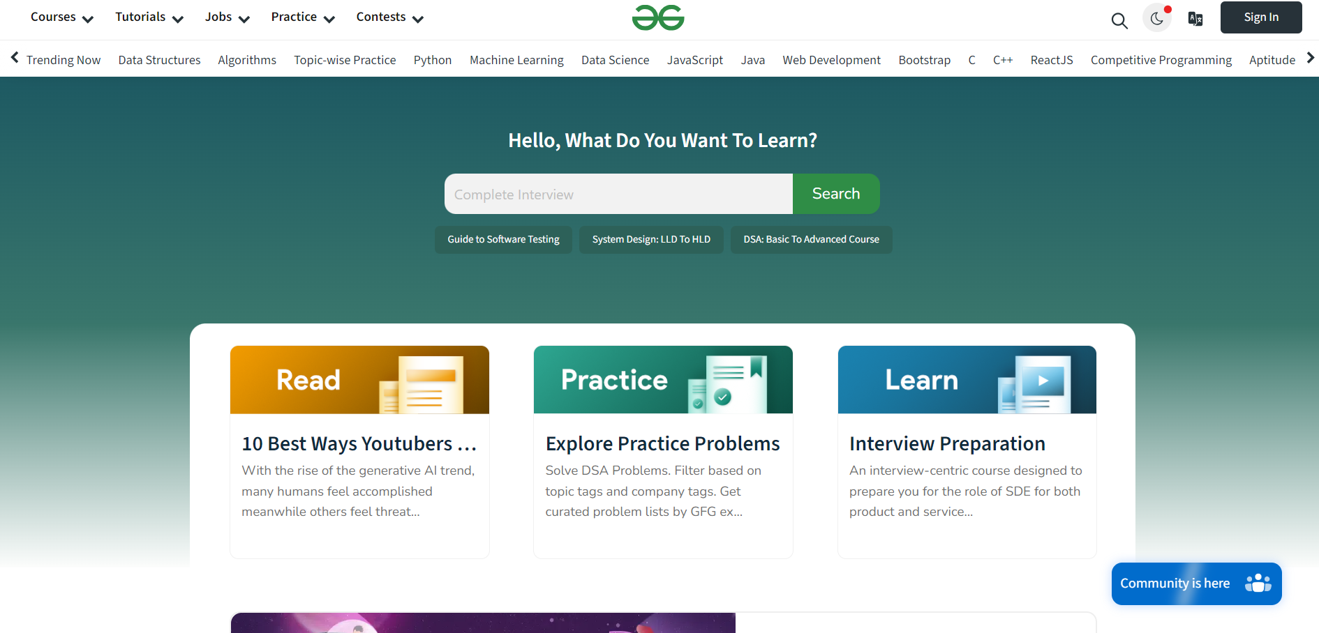 Geeksforgeeks website