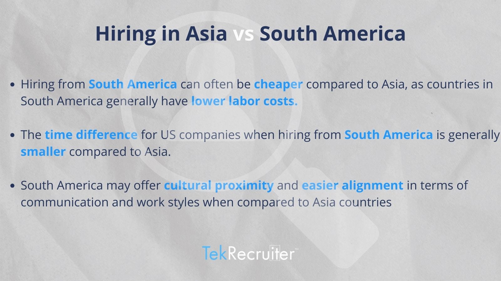 Hiring in Asia vs South America
