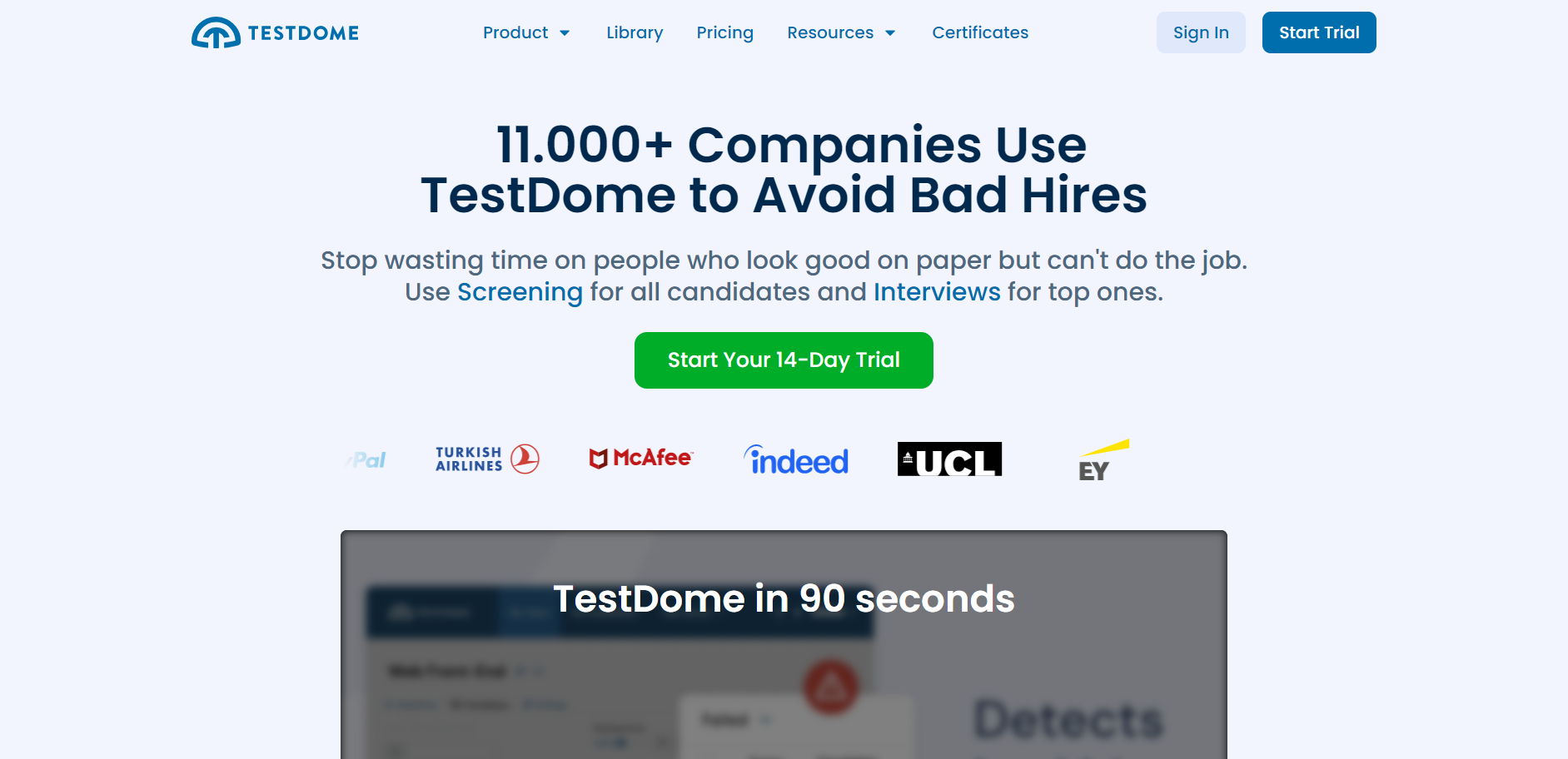 TestDome website