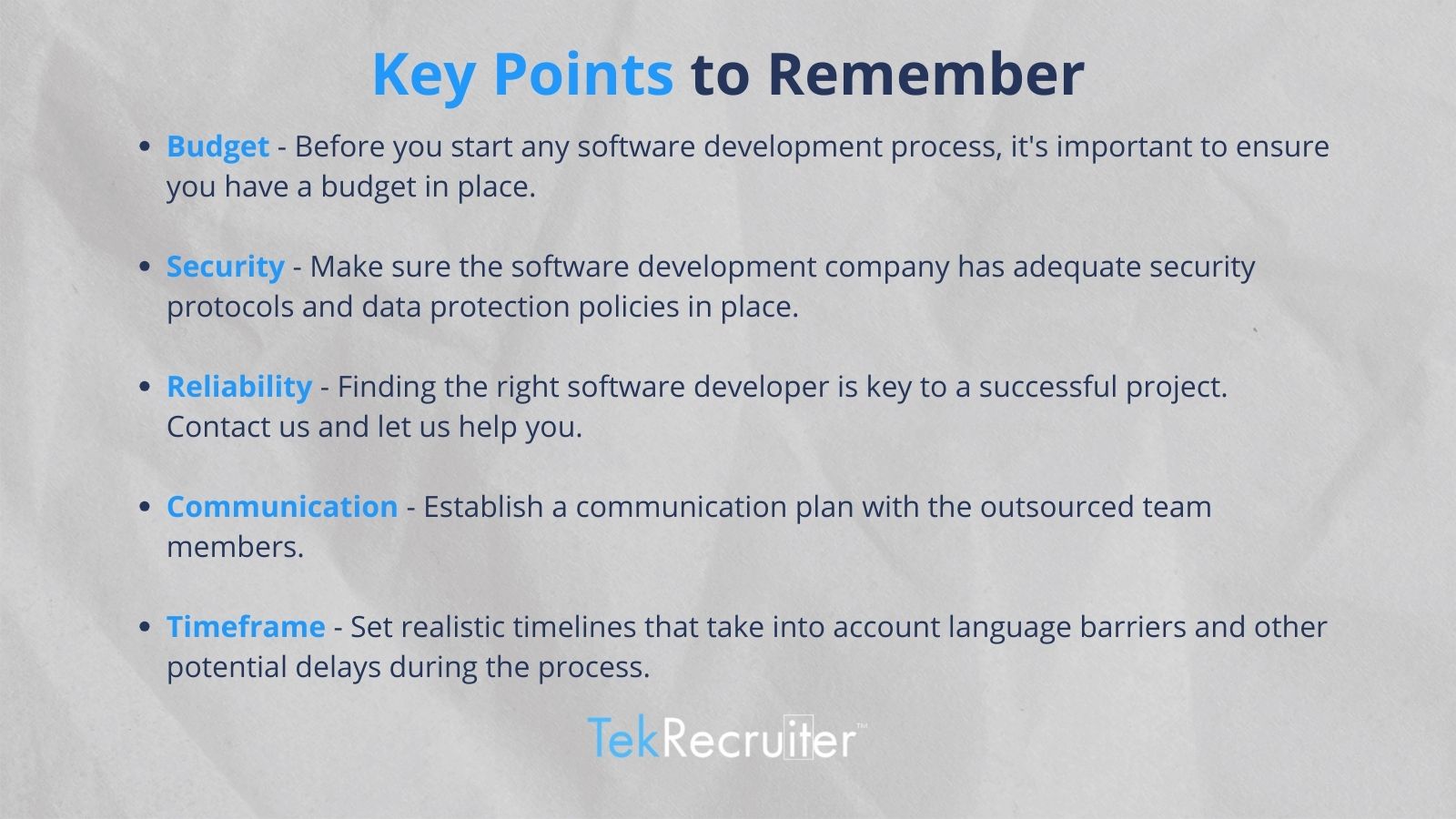 Key Points to Remember