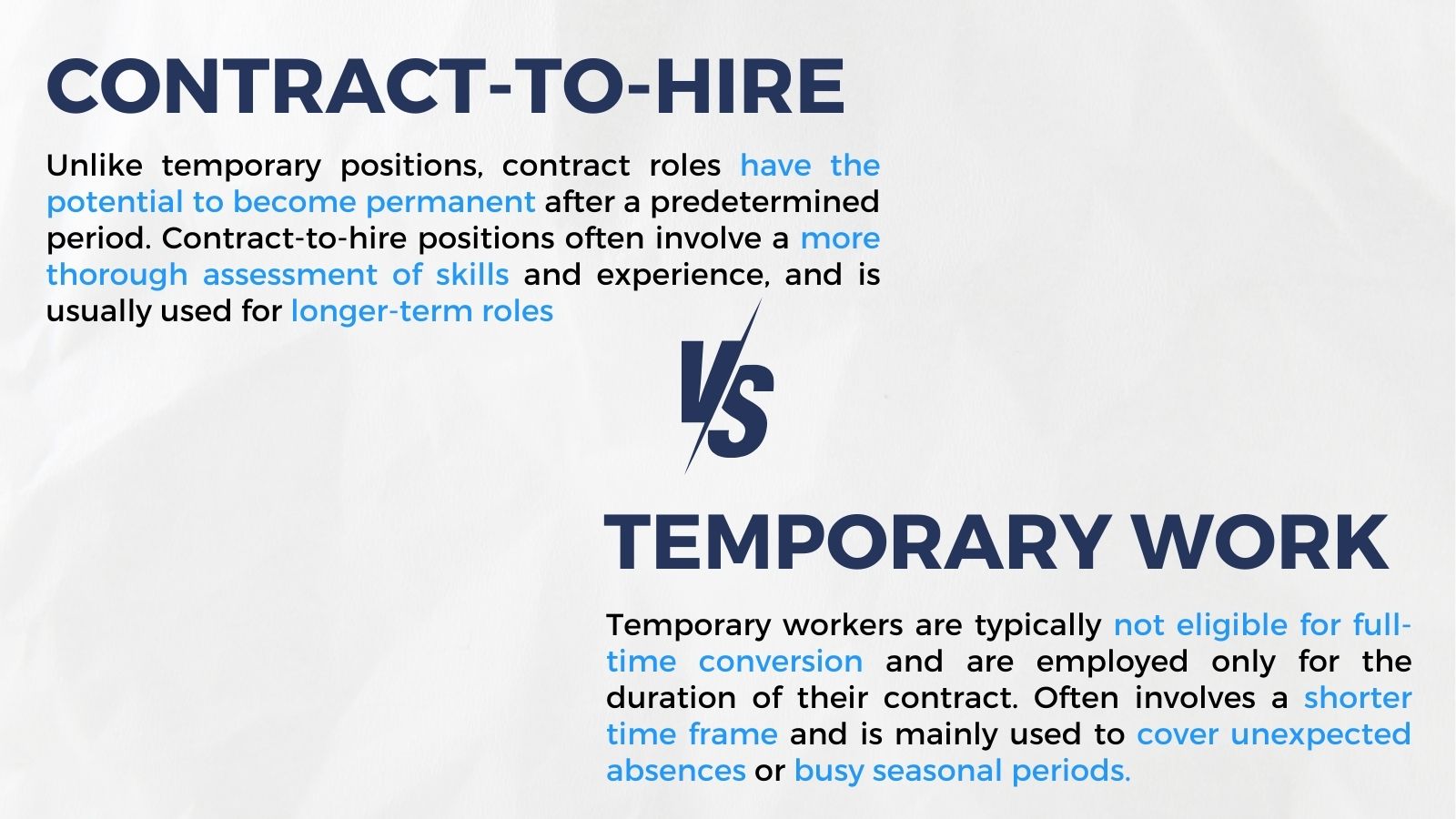 Comparison contract-to-hire vs temporary work