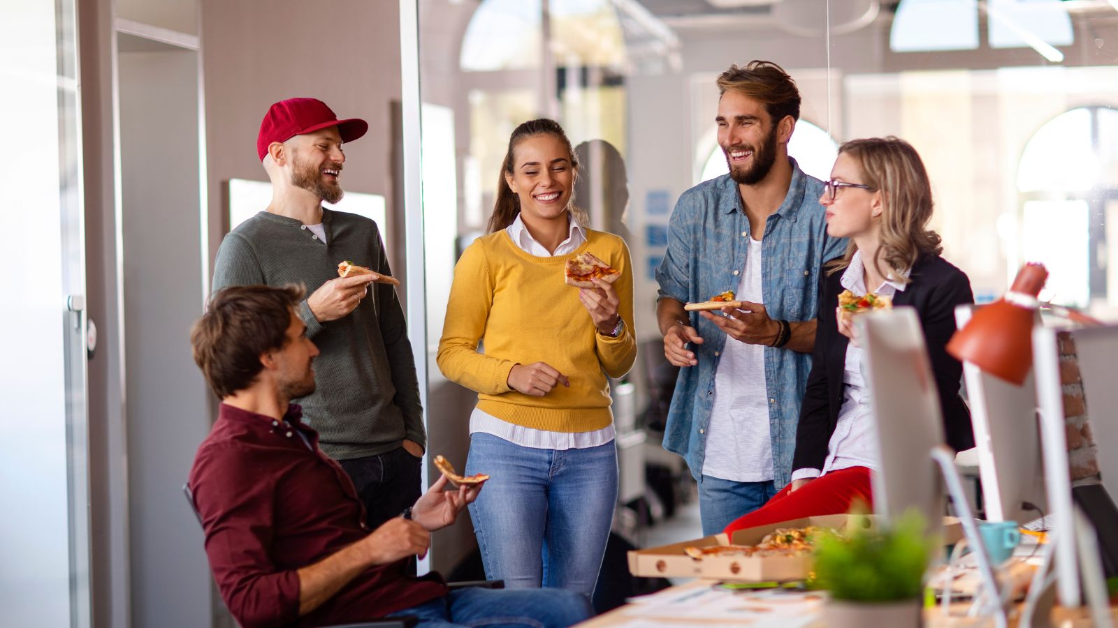 Team connecting through lunch