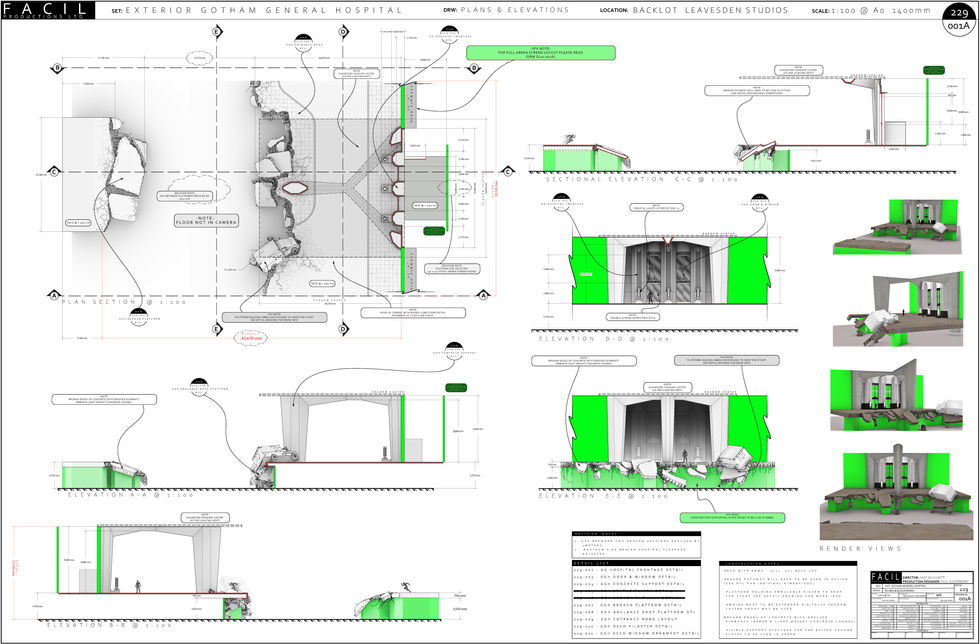 GOTHAM GENERAL HOSPITAL - PLANS & ELEVATIONS