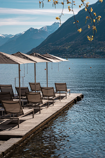 The private beach area at Castello del Sole