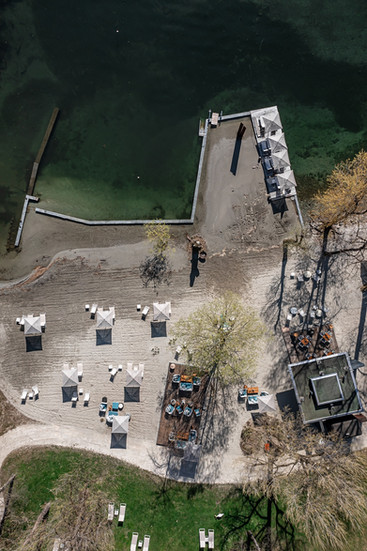 The private beach area at Castello del Sole