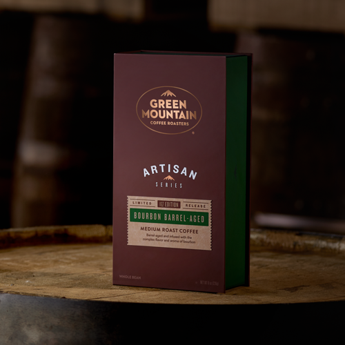 Thumbnail: Green Mountain Artisan - Bourbon Barrel-Aged Coffee - Bag - Med Roast - 8oz Bean