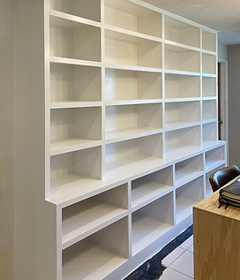 Custom Cabinets Daytona Beach | Revere90 | Process | Custom Bookshelves Primed and Painted