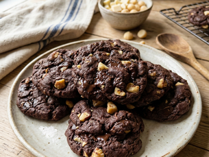 Double Chocolate Macadamia Chunk Cookies