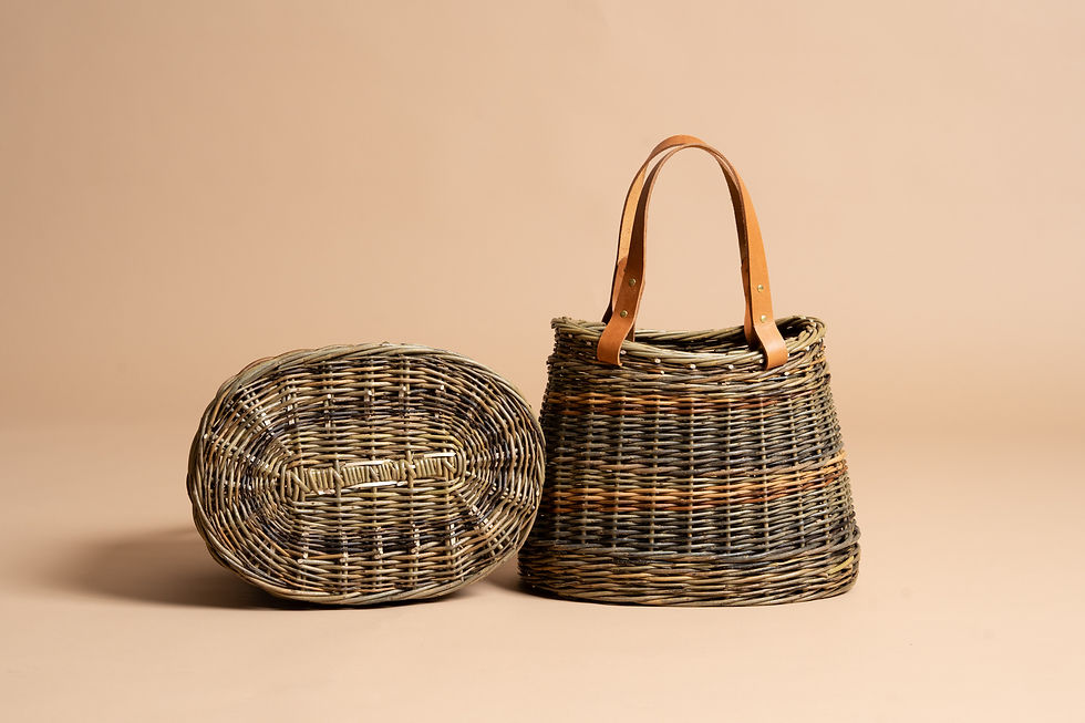 Thumbnail: Order- Willow Handbag basket with Leather Handles 