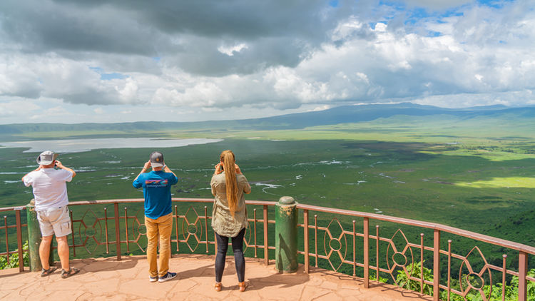 The wildebeest migration in Ngorongoro Crater during Africa Big 5 Safari Tour