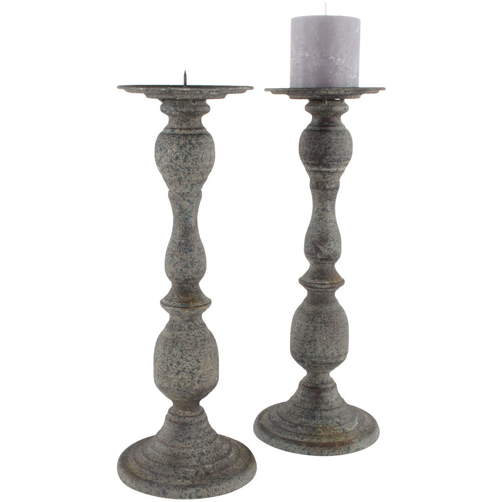 Antique Black Zinc Candlestick Large