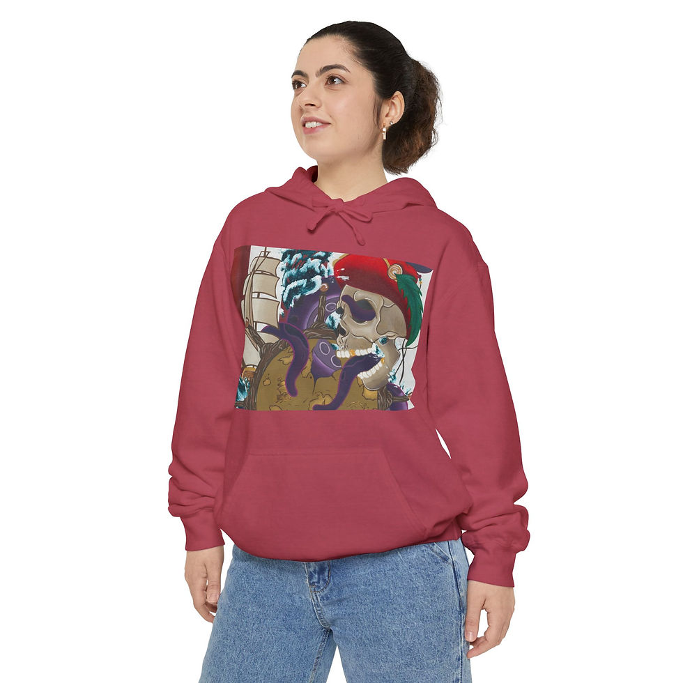 Thumbnail: Woman wearing red octopus skull hoodie