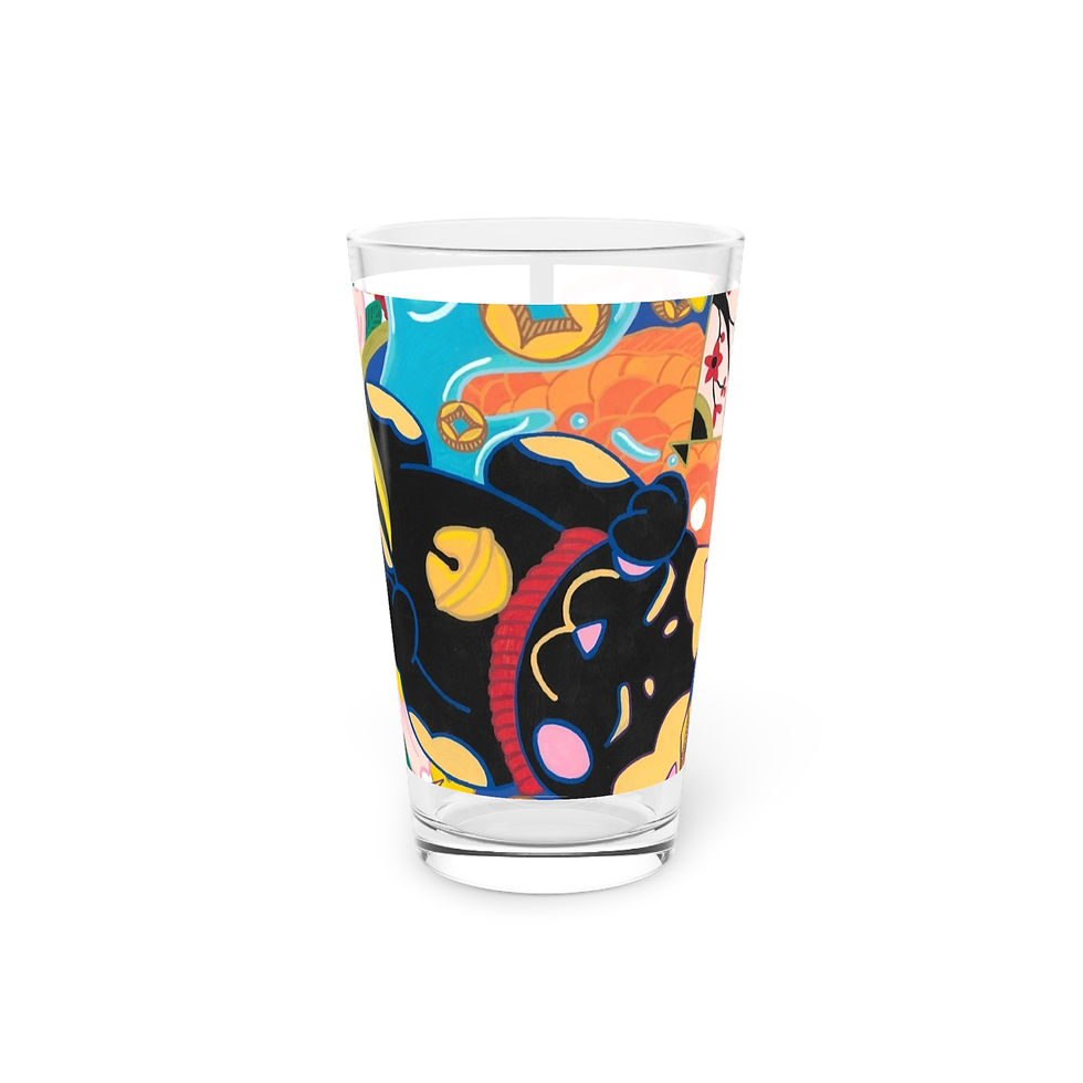Thumbnail: Glass candle with vibrant Asian-inspired graphic