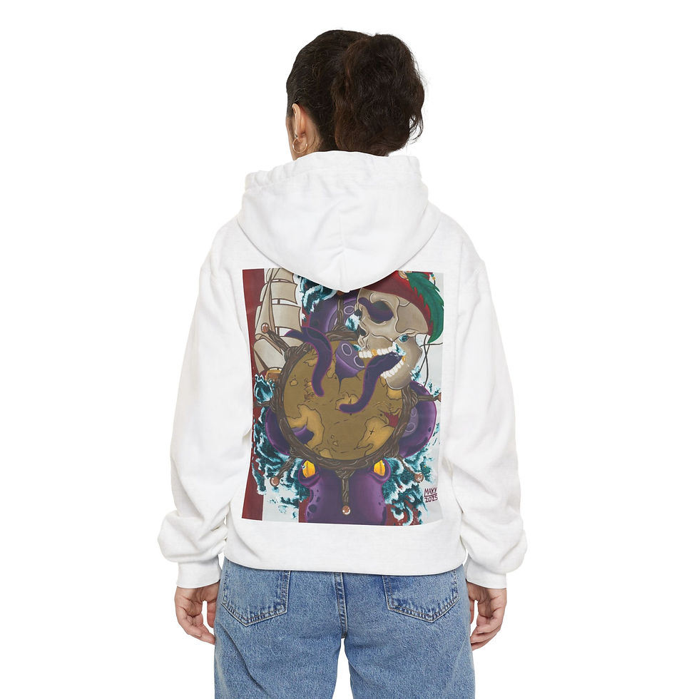 Thumbnail: White hoodie with octopus skull graphic on back