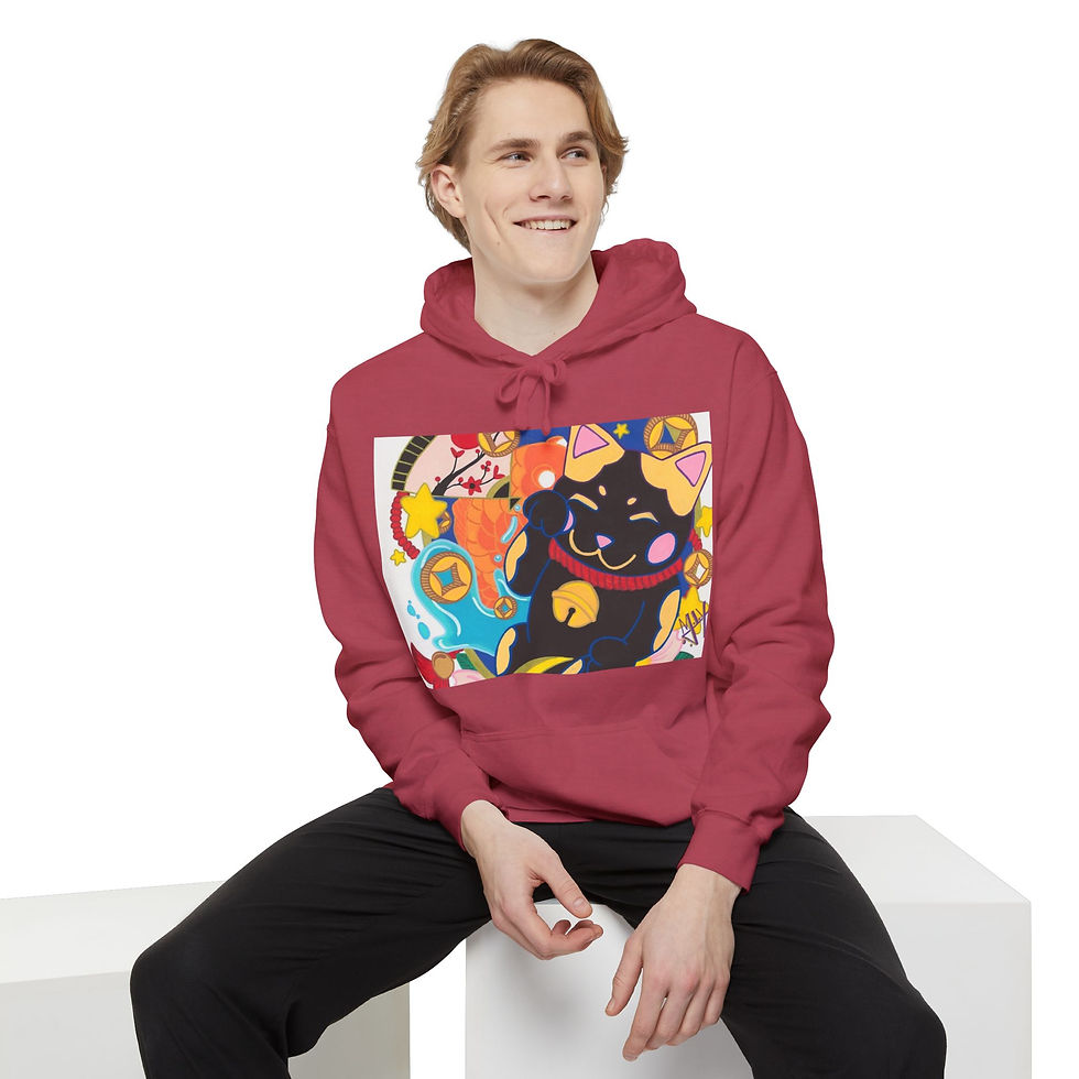 Thumbnail: Man wearing Lucky Cat Graphic Hoodie