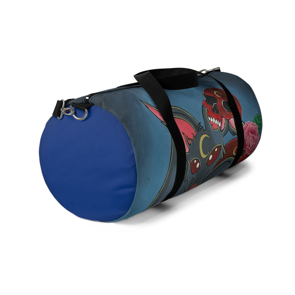 Thumbnail: Blue duffel bag with colorful design