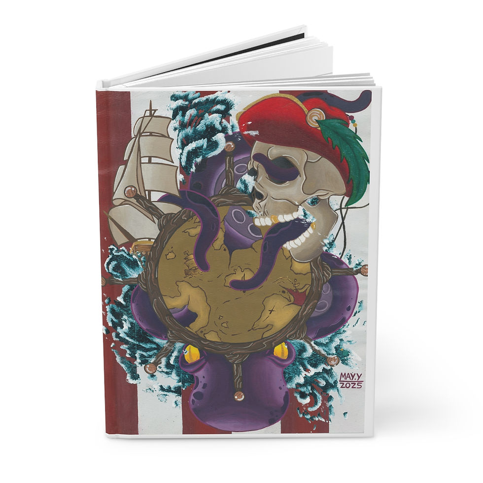 Thumbnail: Journal with pirate skull and octopus design