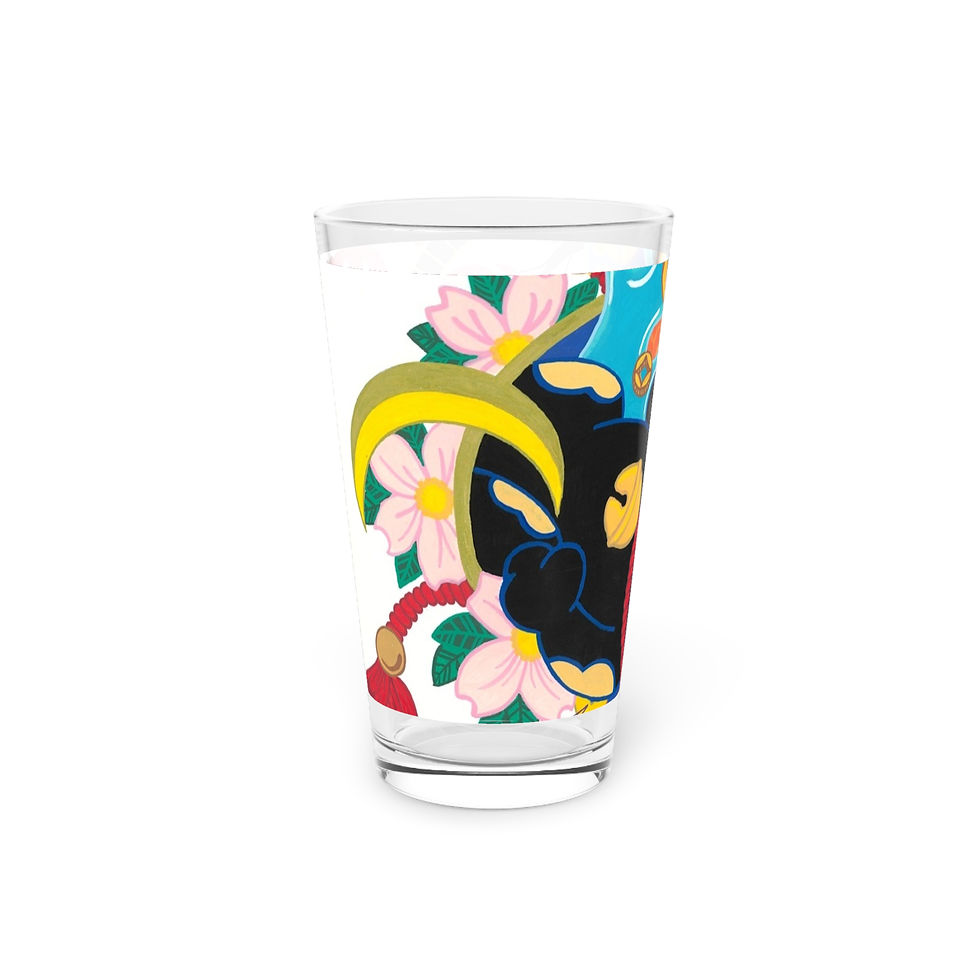 Thumbnail: Clear glass with vibrant Asian-inspired graphic