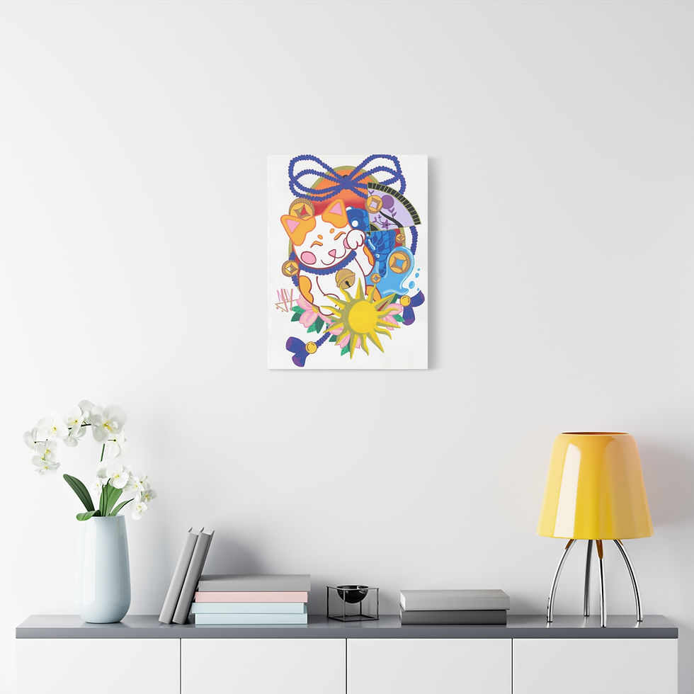 Thumbnail: Colorful abstract canvas art on white wall