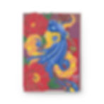 Vibrant blue octopus with red and yellow flowers