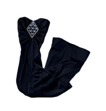 Sold vintage '80s/'90s Faviana strapless gown with rhinestones.