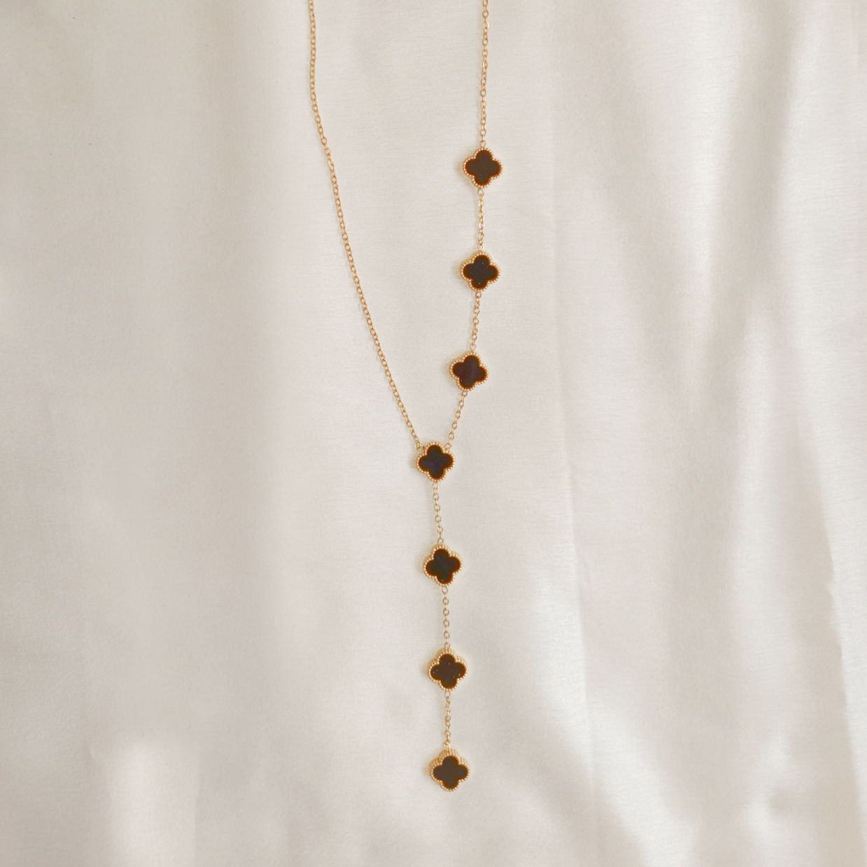 Black Clover Sideways Lariat Gold Stainless Steel necklace