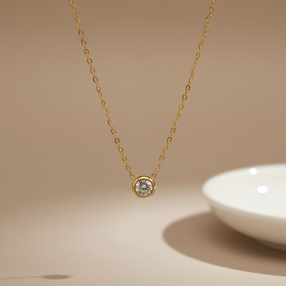Thumbnail: Dainty CZ Pendant  (Gold-Plated Stainless Steel Chain)
