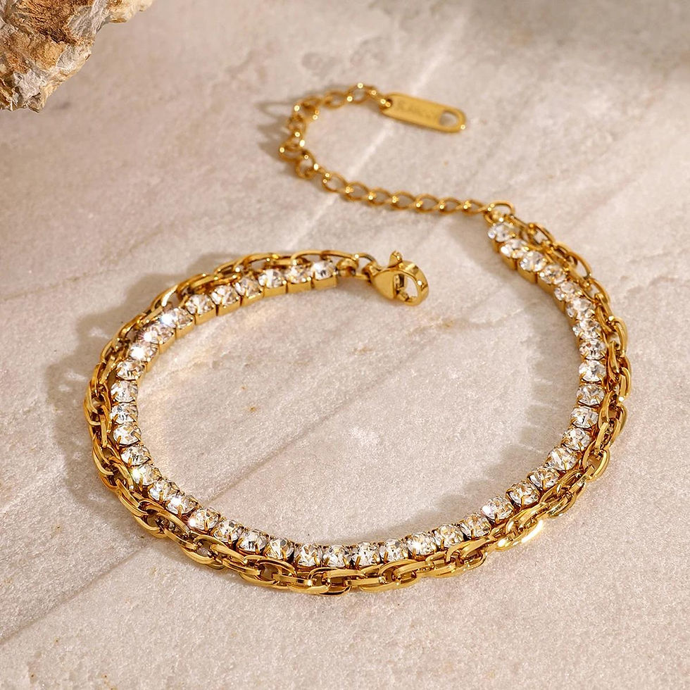 Tennis chain diamond and cable chain Double stand bracelet