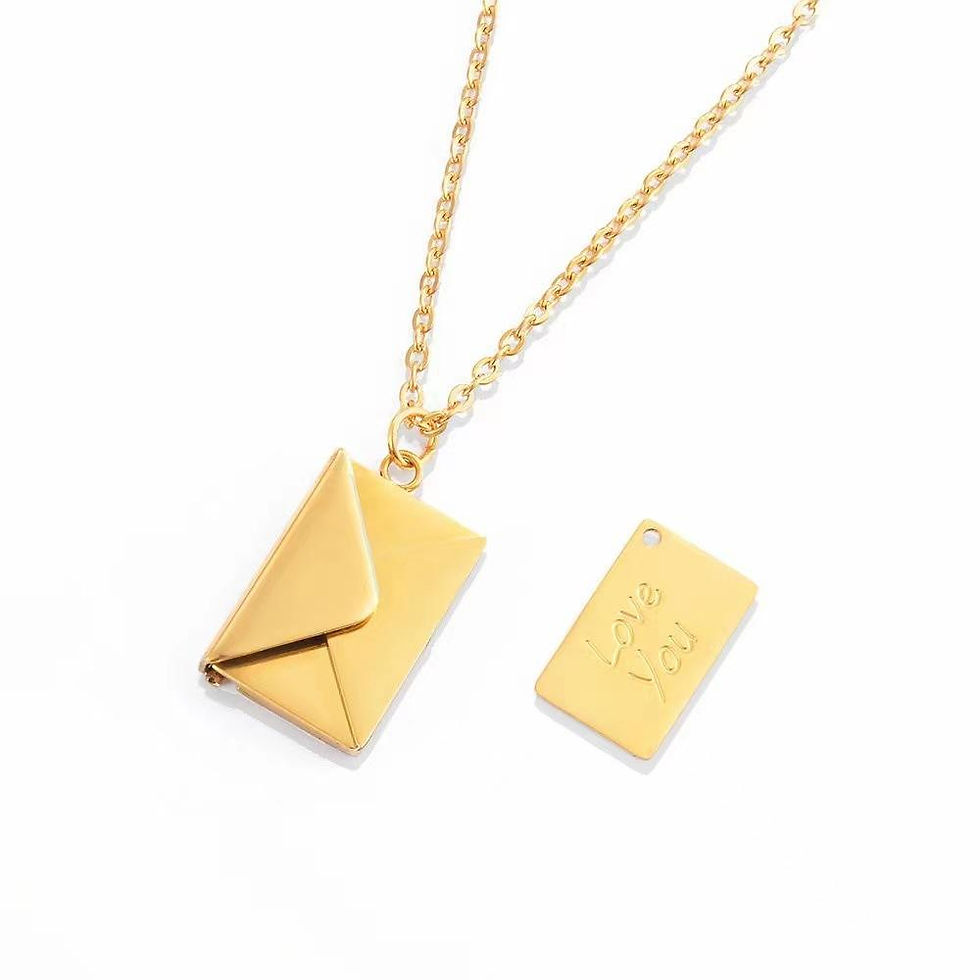 Love Letter Openable Envelope Gold stainless steel chain necklace