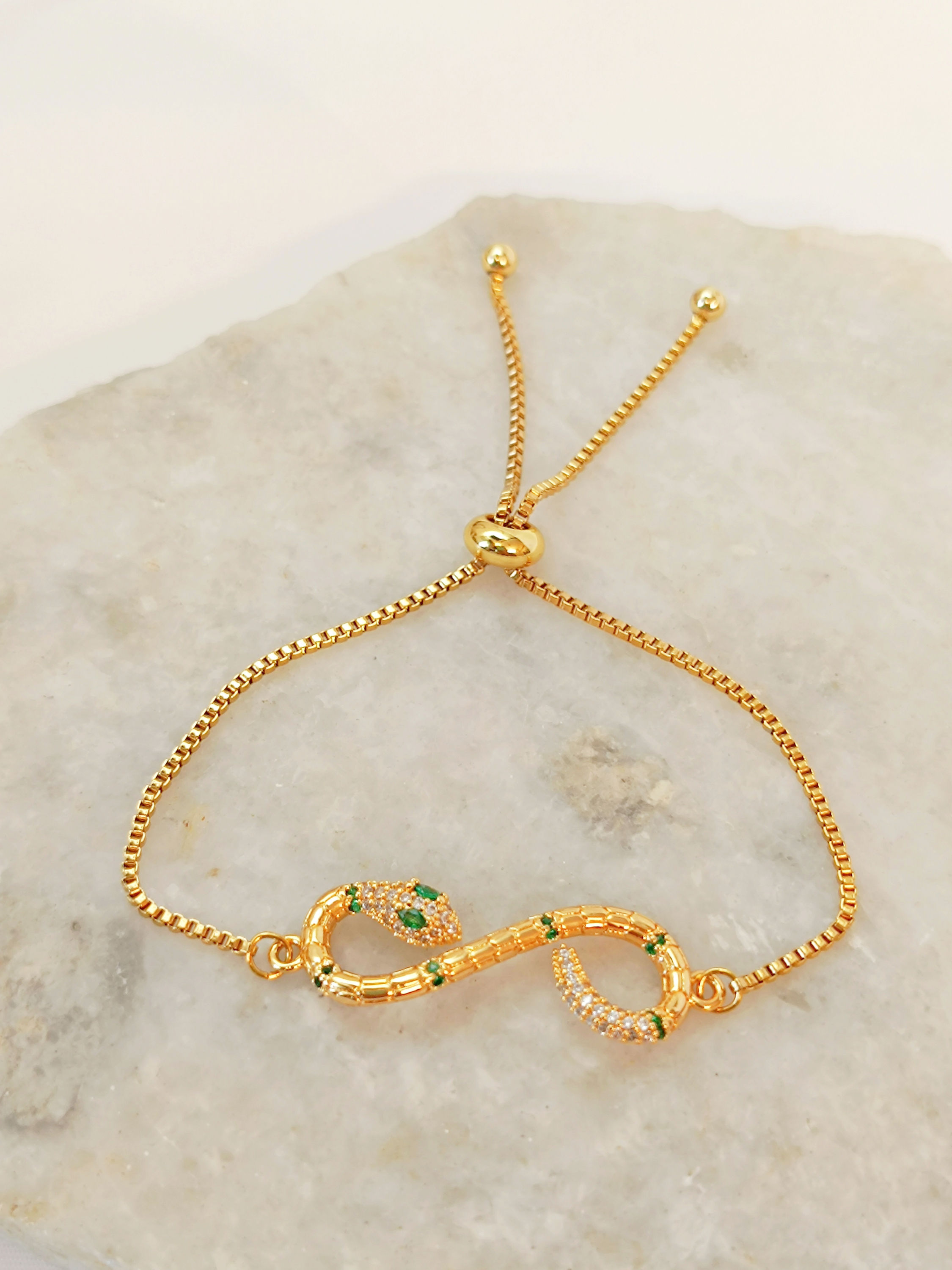 Snake Green eye S-shaped slider pull Bracelet