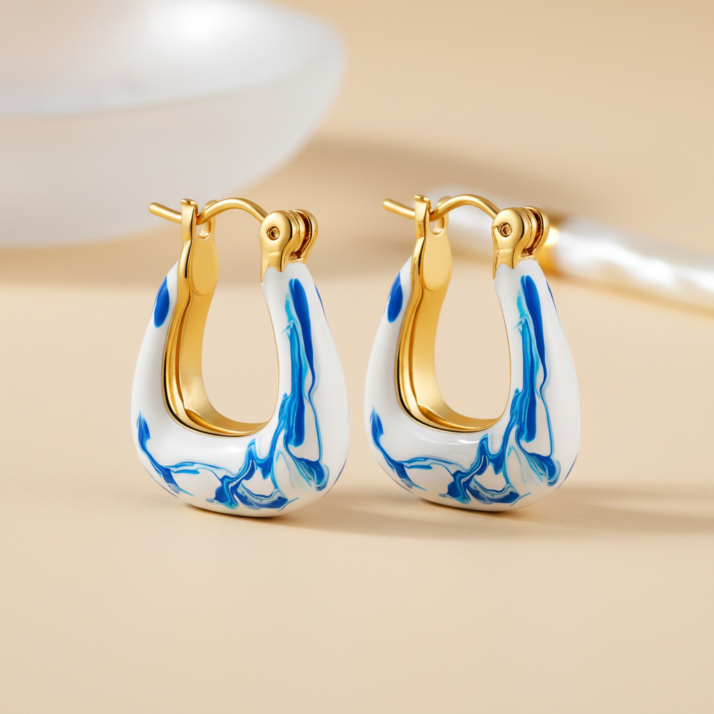 Azure Céramique Harp Hoops
