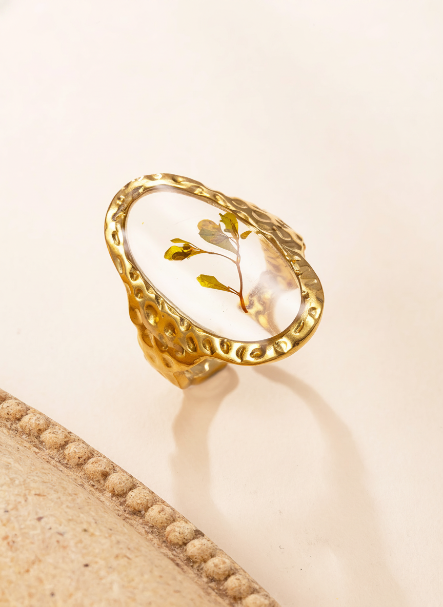 Fleur Pressée Élégance Ring