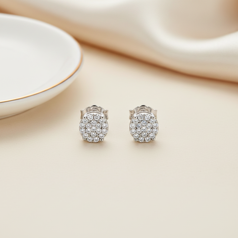 Thumbnail: Luminous Rhodiée Pavé Stud Earrings