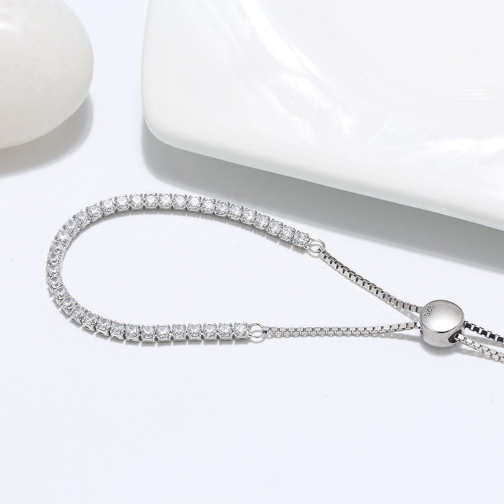 Thumbnail: Sterling Silver tennis Chain 2mm AAAA-CZ Adjustable (Rhodium plated)